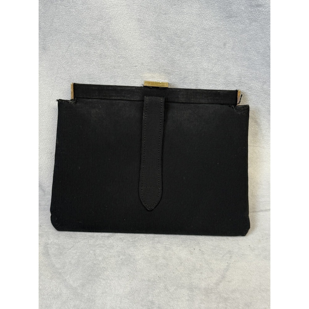 Vintage Ingber Clutch Bag Womens Black Evening Purse Gold Frame Made USA 50s 60s - Picture 3 of 11